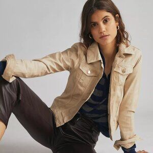 Joe's $139 The Standard Coated Denim Trucker Jacket Cotton L RUNS SMALL M